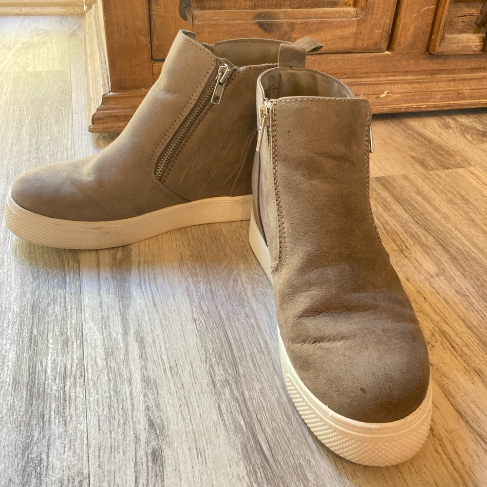 Tan sneaker wedge booties | time and tru